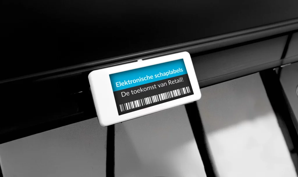 Elektronisch schaplabels met op het label de tekst ''De toekomst van Retail''